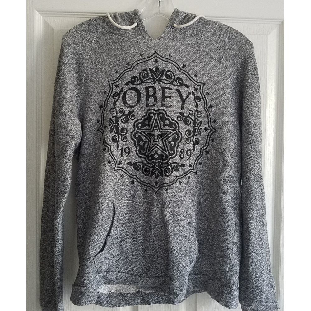 OBEY Pullover Gray 100% Cotton Hoodie - Size M